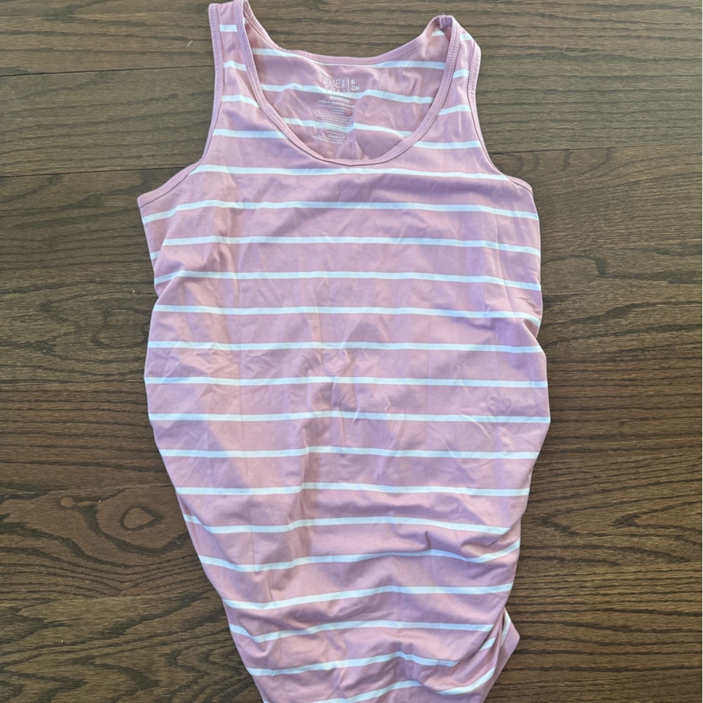 Pink strip maternity tank